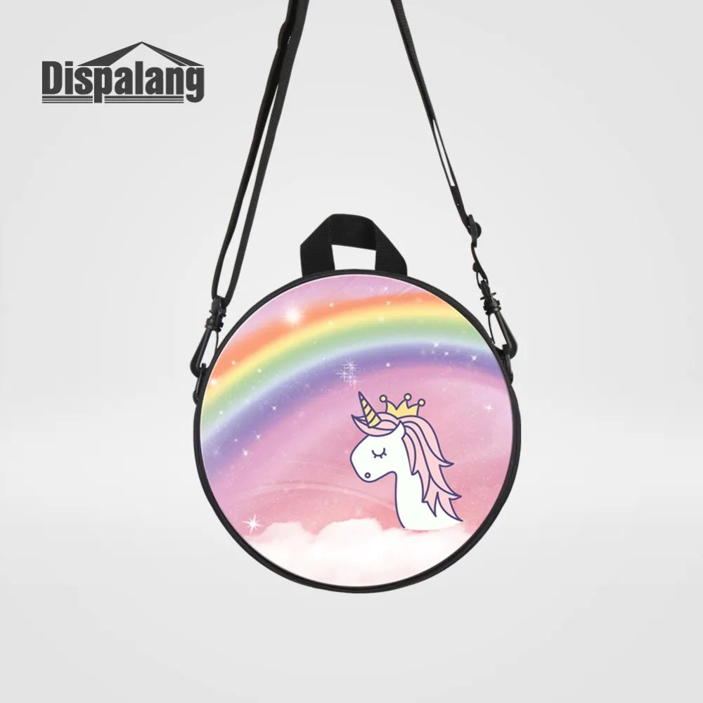 Cartoon Unicorn Rainbow Round Backpack for Kids