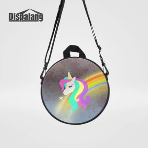 Cartoon Unicorn Rainbow Round Backpack for Kids