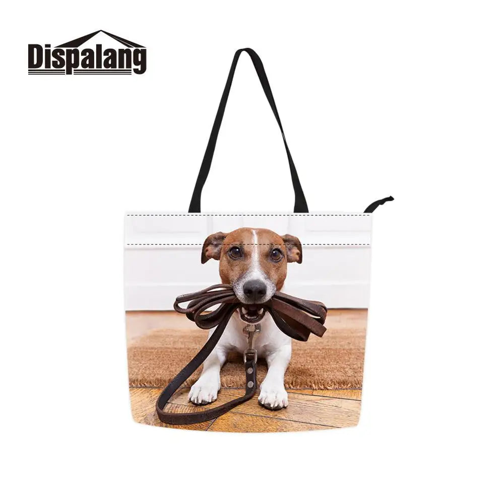 Bulldog Printing Shoulder Bag Women Casual School Bags Large Beach Shop