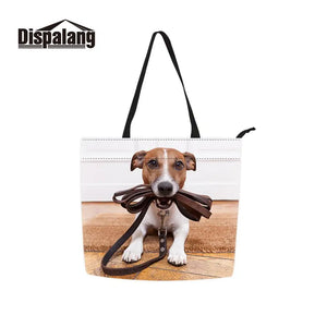Bulldog Printing Shoulder Bag Women Casual School Bags Large Beach Shop