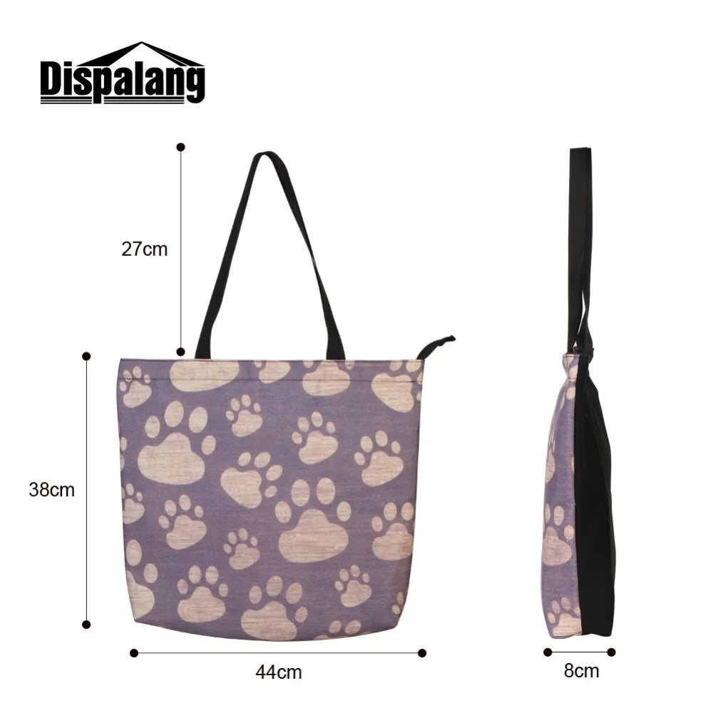 Bulldog Printing Shoulder Bag Women Casual School Bags Large Beach Shop