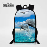 Dolphin Print School Backpack for Teenagers Children