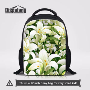 Lilies Printing Child Schoolbag 12 inch Small Mochila Escolar Infantil Mini Back