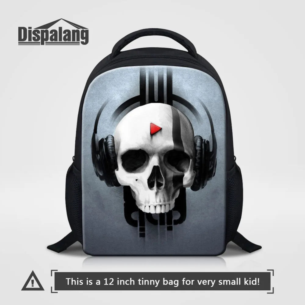 12" Children School Bag Kids Skull Print Shoulder Book Bags Mochila