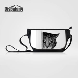 Cat Animal Print Crossbody Messenger Bag Canvas Shoulder Bag