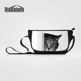 Cat Animal Print Crossbody Messenger Bag Canvas Shoulder Bag