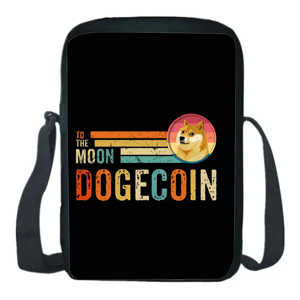 Dogecoin School Bag Boy Girl Shoulder Bag Mini Phone Bag