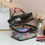 Double Layer Transparent Cosmetic Bag Large Capacity Travel Storage Box