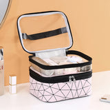 Double Layer Transparent Cosmetic Bag Large Capacity Travel Storage Box