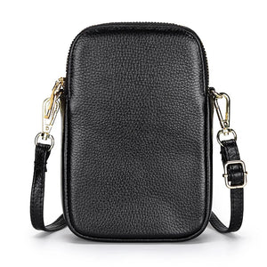 Leather Crossbody Bag Double Zipper Soft Shoulder Purse for Women