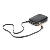 Leather Crossbody Bag Double Zipper Soft Shoulder Purse for Women