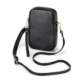 Leather Crossbody Bag Double Zipper Soft Shoulder Purse for Women