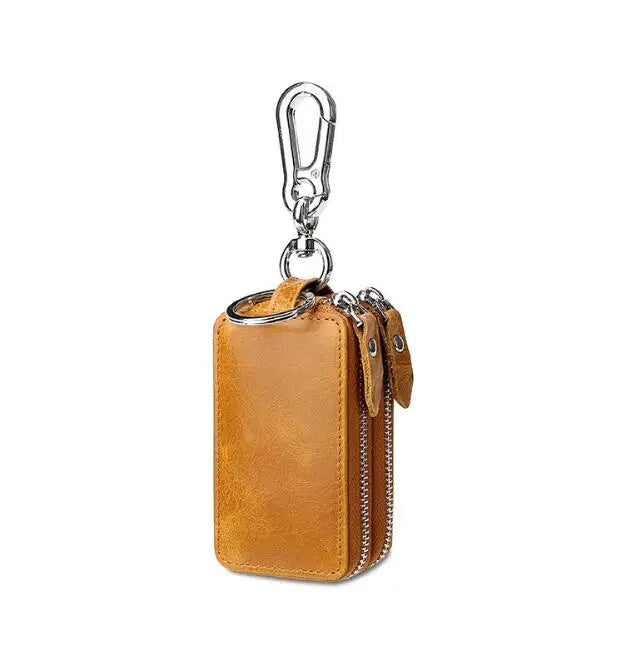 Retro Transparent Key Case with Double-layer Leather Design