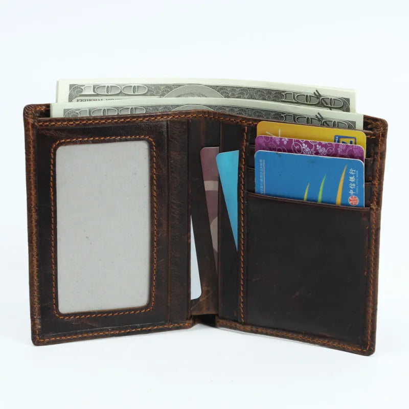 Dragon Pattern Leather Wallet Vintage Dollar Clip Cow Leather Purse