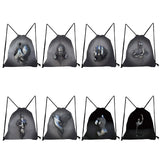 Casual Drawstring Student Backpack with Metal Figure Statue Painting