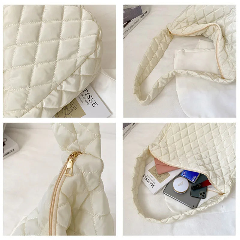 Cloud Fold Women Shoulder Bags Large Capacity Handbags Casual Lozenge Messenger