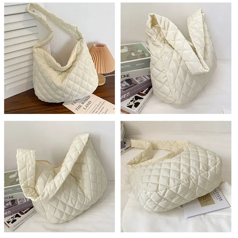 Cloud Fold Women Shoulder Bags Large Capacity Handbags Casual Lozenge Messenger
