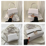 Square Embossed Shoulder Bag Casual Purse