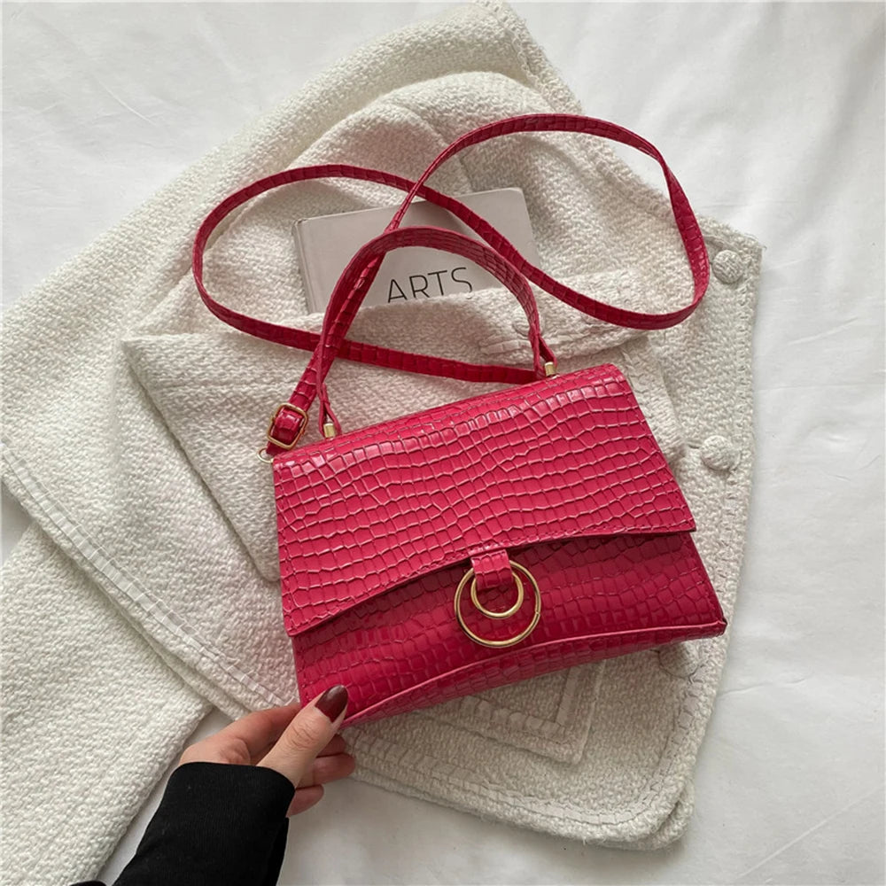 Square Embossed Shoulder Bag Casual Purse