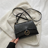 Square Embossed Shoulder Bag Casual Purse