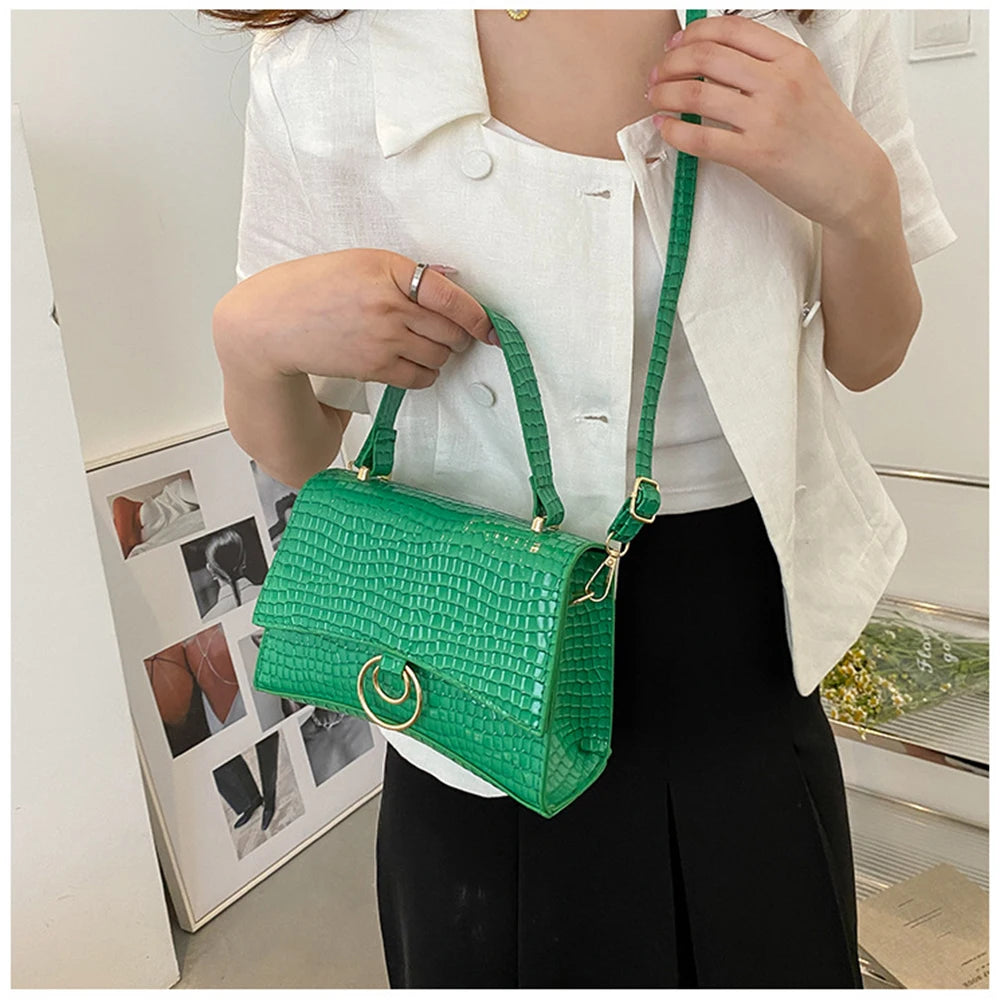 Square Embossed Shoulder Bag Casual Purse