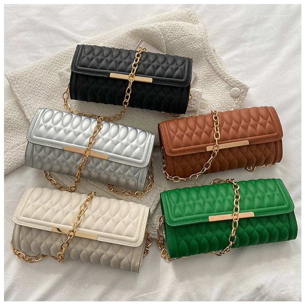 Chain Shoulder Bags For Women Texture Square Handbags Famous Lozenge