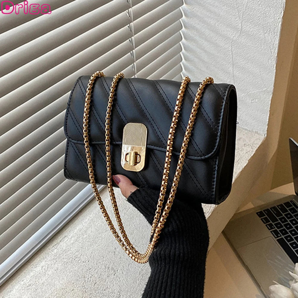 Women's Chain Crossbody Bags Stripe Square Purse