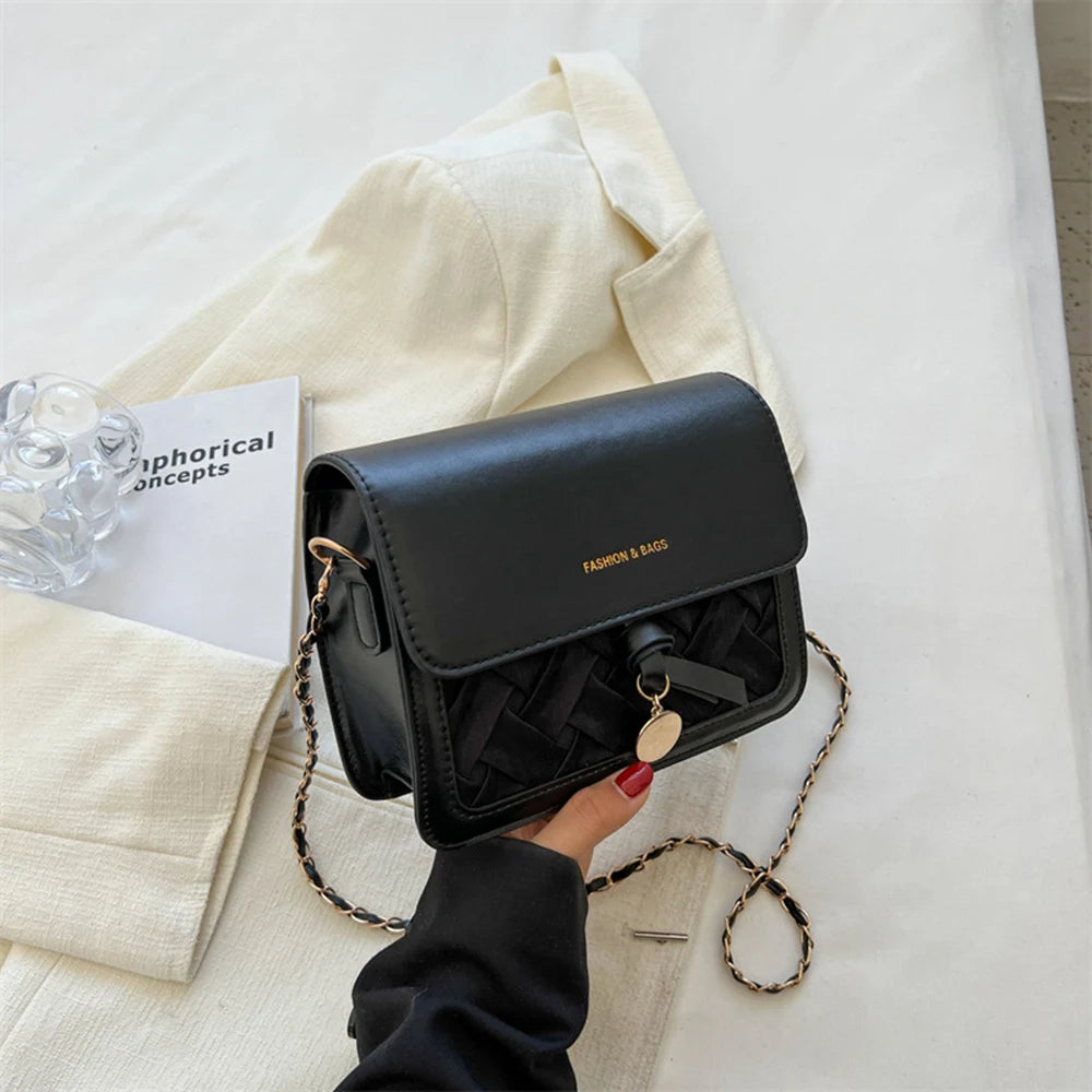 Square Crossbody Bags Chain Texture Contrast Bags