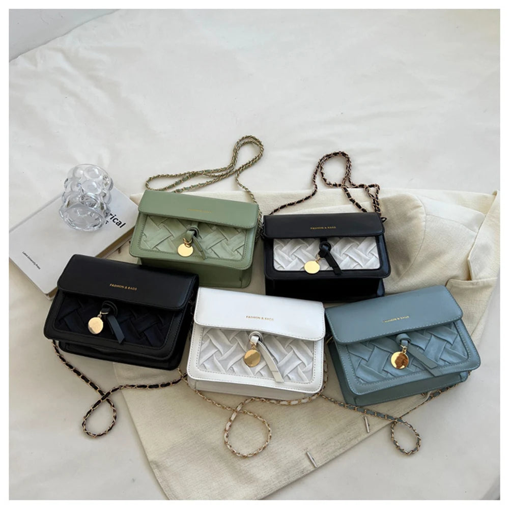 Square Crossbody Bags Chain Texture Contrast Bags