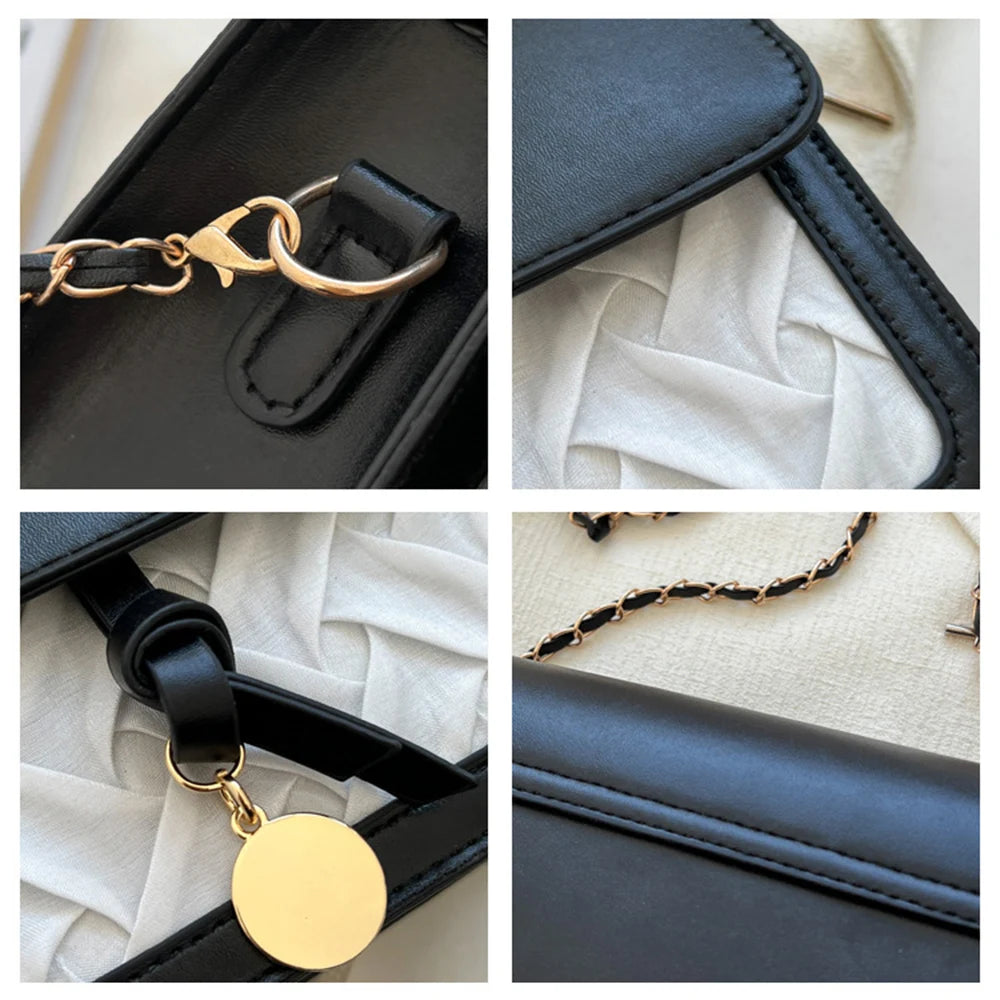 Square Crossbody Bags Chain Texture Contrast Bags