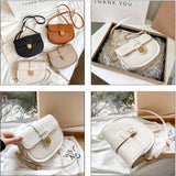 Solid Crossbody Bags Stone Pattern Handbags PU Leather Saddle Bags