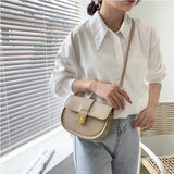 Solid Crossbody Bags Stone Pattern Handbags PU Leather Saddle Bags