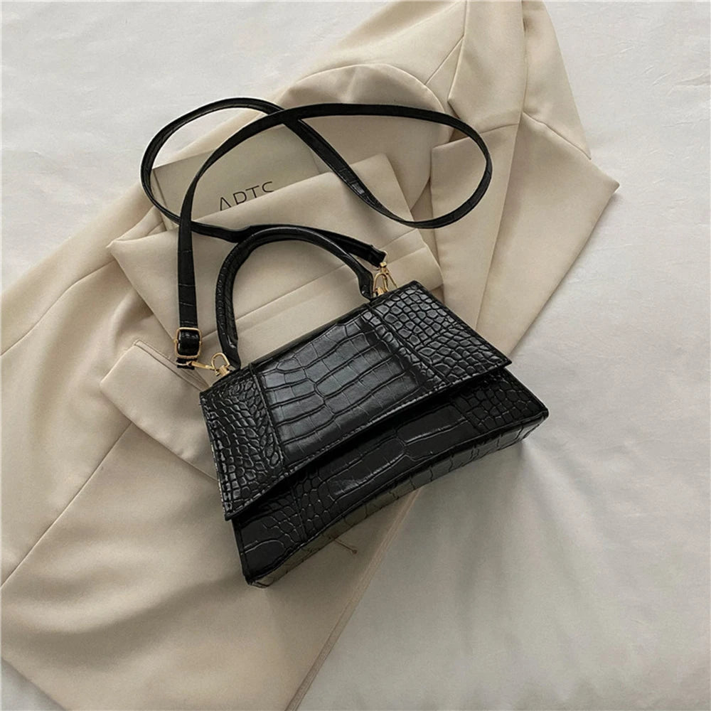 Crocodile Pattern Shoulder Bag for Women Square Messenger Bag