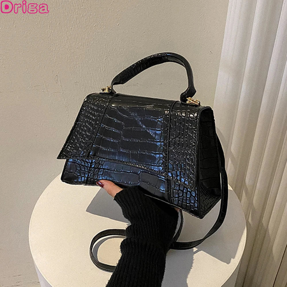 Crocodile Pattern Shoulder Bag for Women Square Messenger Bag