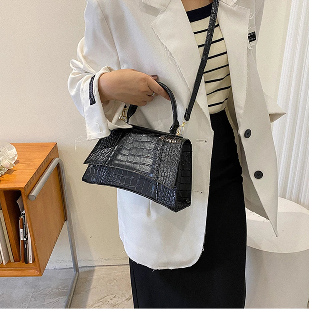 Crocodile Pattern Shoulder Bag for Women Square Messenger Bag