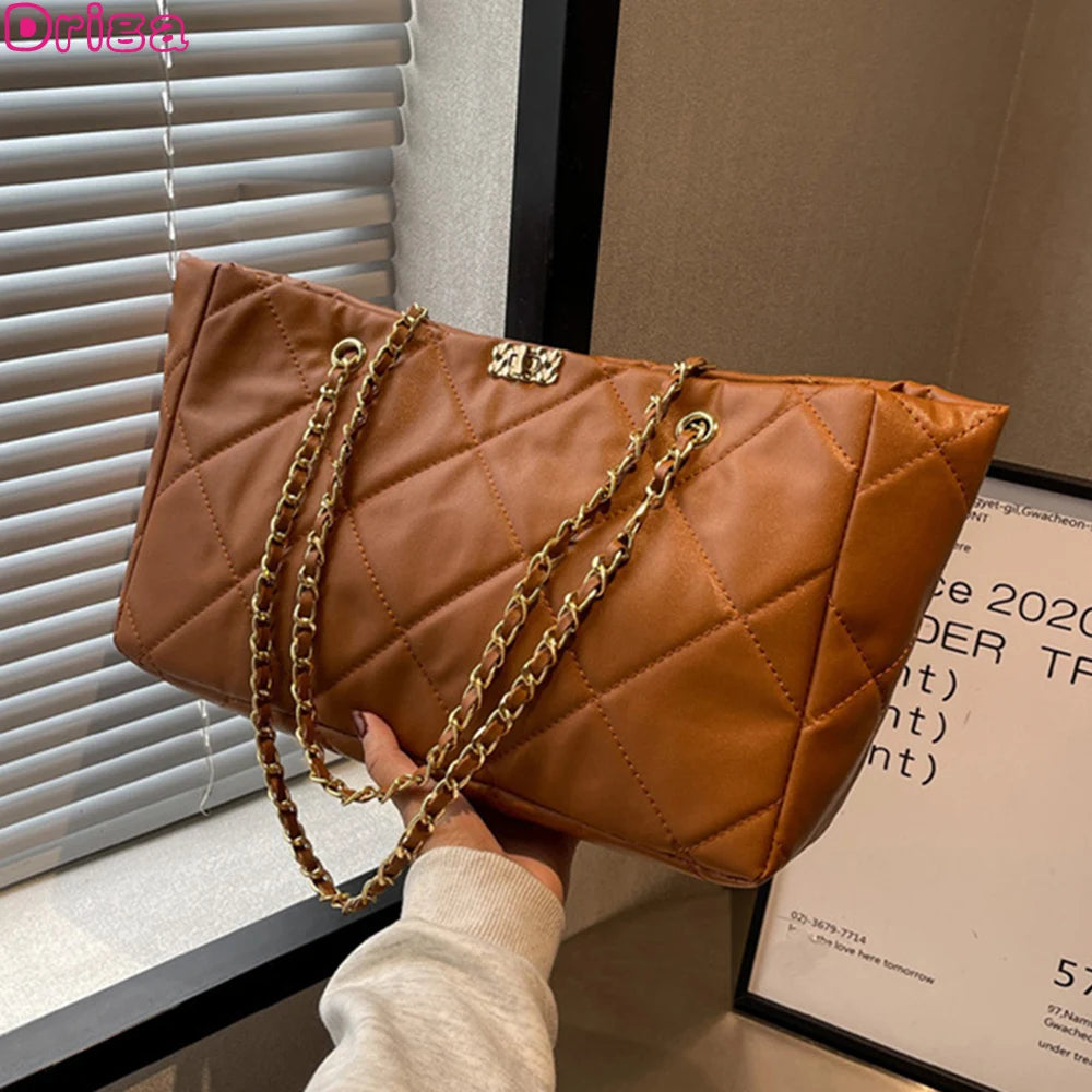 Women's Diamond Pattern Shoulder Bag Large Capacity Crossbody Bag