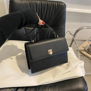 Horizontal Square Leather Shoulder Bag for Women