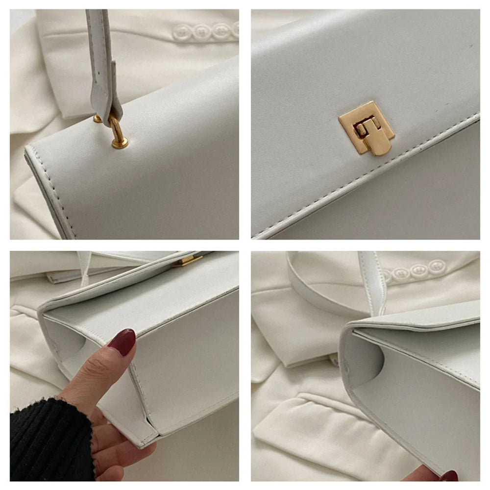 Horizontal Square Leather Shoulder Bag for Women