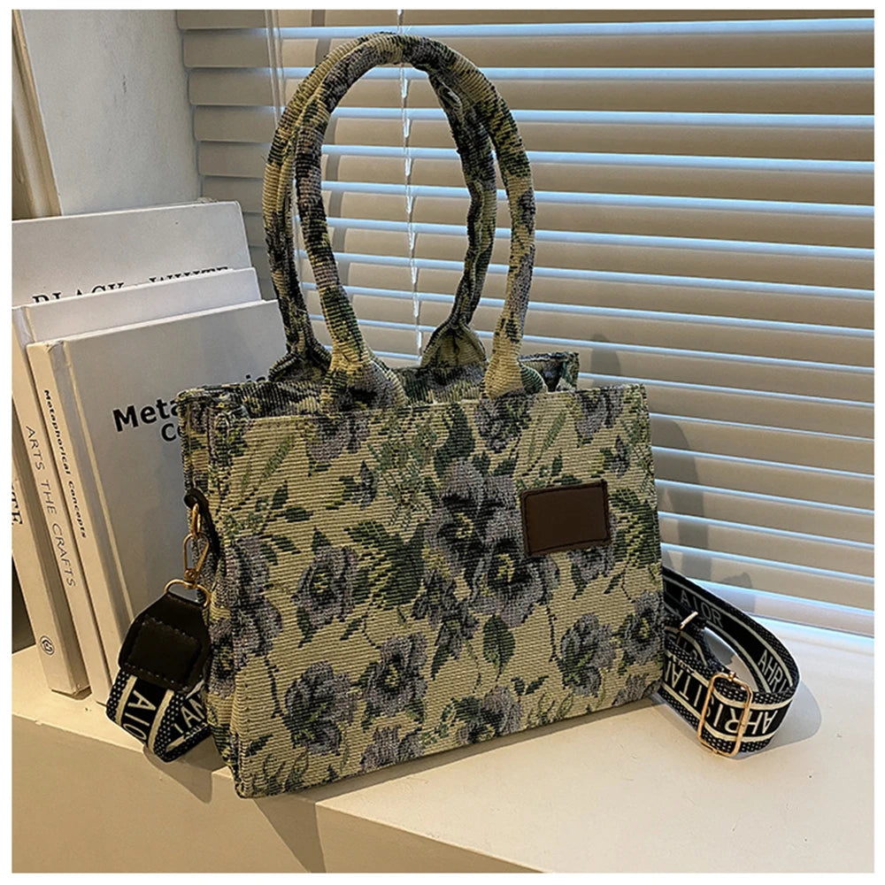 Women's Embroidery Tote Shoulder Bag Canvas Crossbody Handbag