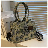 Women's Embroidery Tote Shoulder Bag Canvas Crossbody Handbag