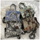 Women's Embroidery Tote Shoulder Bag Canvas Crossbody Handbag