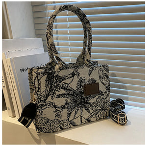 Women's Embroidery Tote Shoulder Bag Canvas Crossbody Handbag