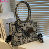 Women's Embroidery Tote Shoulder Bag Canvas Crossbody Handbag