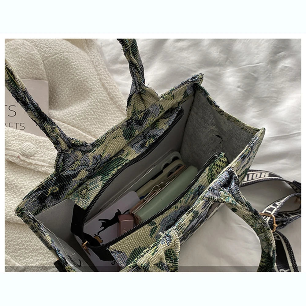 Women's Embroidery Tote Shoulder Bag Canvas Crossbody Handbag