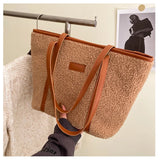 Textured Lamb Hair Tote Shoulder Bags Women Handbag