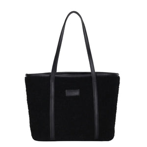 Textured Lamb Hair Tote Shoulder Bags Women Handbag