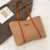 Textured Lamb Hair Tote Shoulder Bags Women Handbag