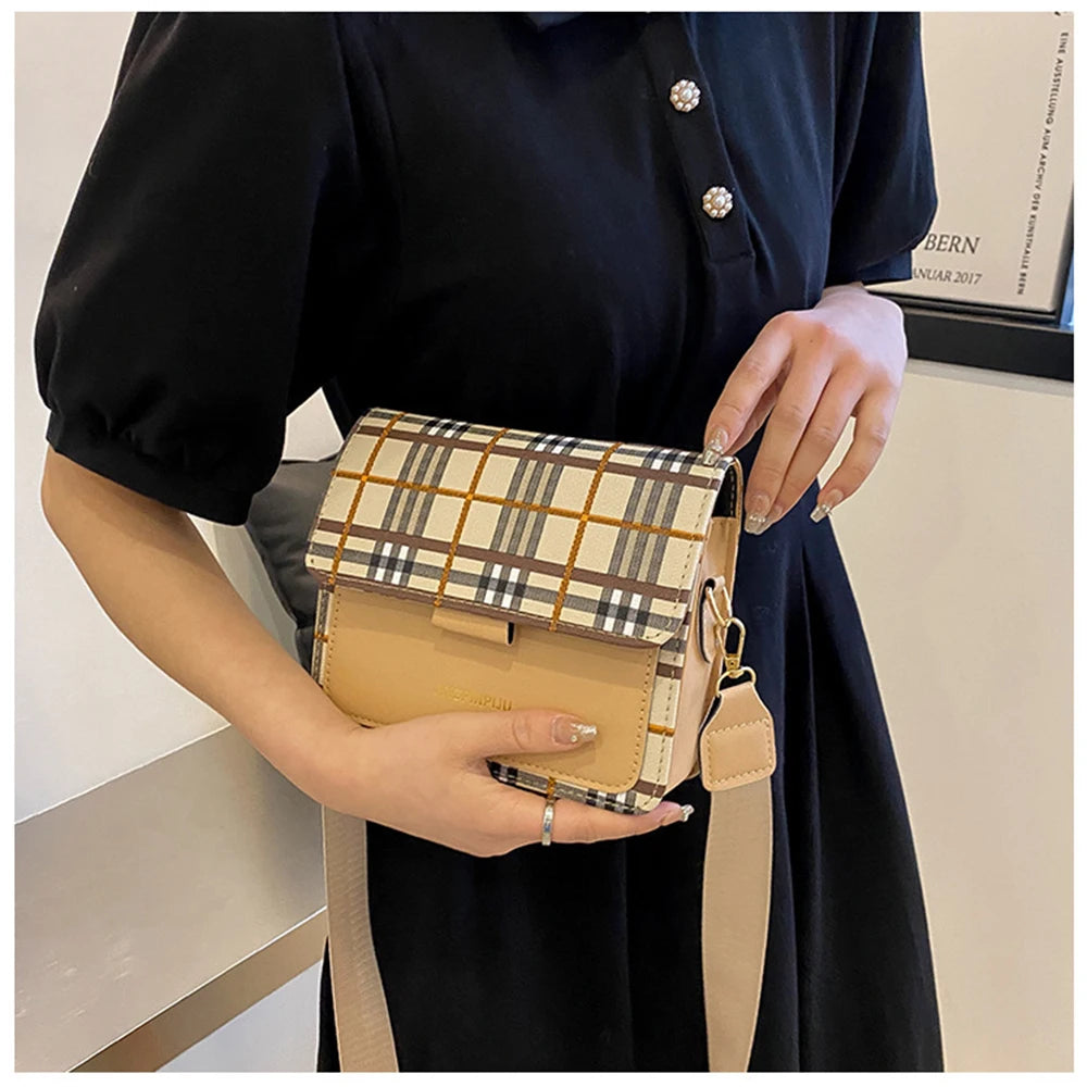 Plaid Shoulder Bags Retro Square Bags