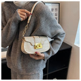 Stone Texture Square Shoulder Bag Chain Embossing Famous