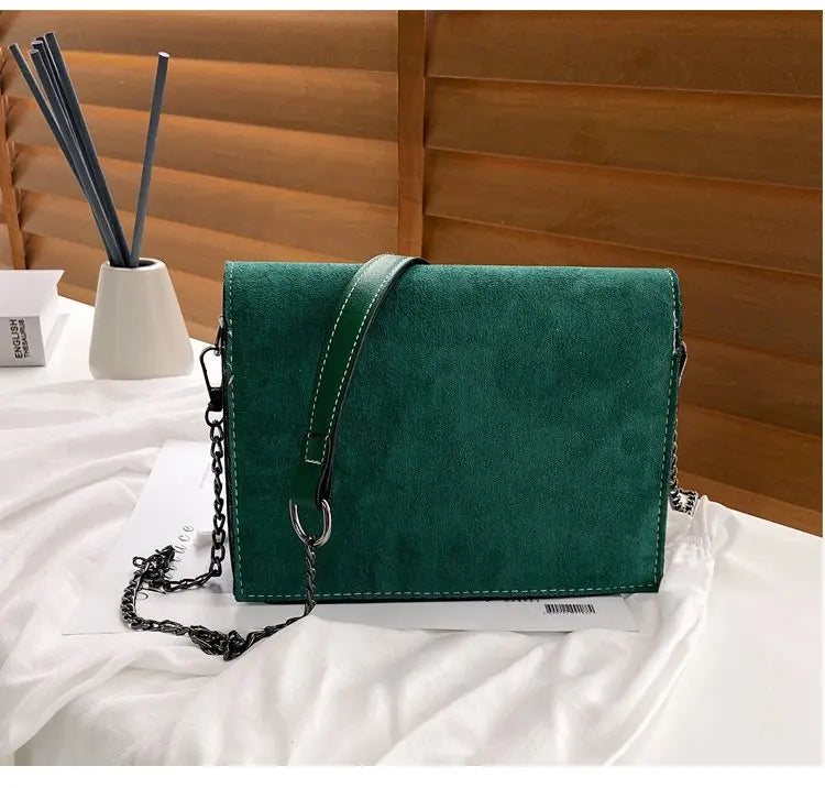 Retro Matte Patchwork Crossbody Bag Chain Strap Shoulder Lady Small Flap Bag